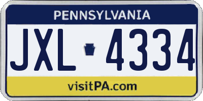 PA license plate JXL4334