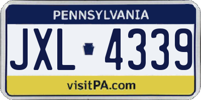PA license plate JXL4339