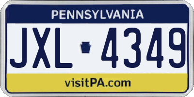 PA license plate JXL4349