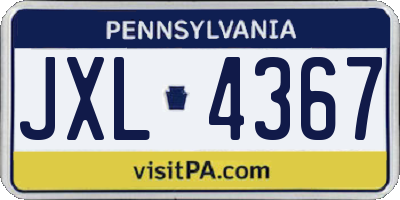 PA license plate JXL4367