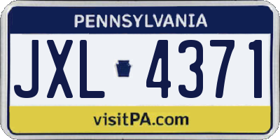PA license plate JXL4371