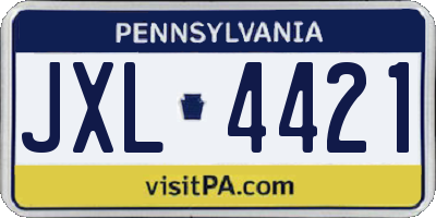 PA license plate JXL4421