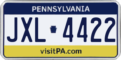 PA license plate JXL4422