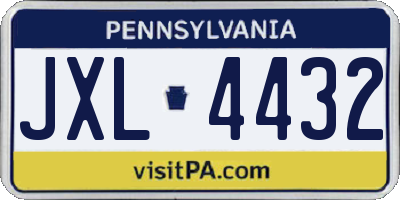 PA license plate JXL4432