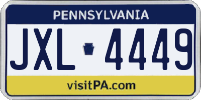 PA license plate JXL4449