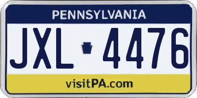 PA license plate JXL4476
