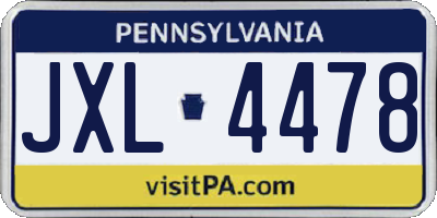 PA license plate JXL4478