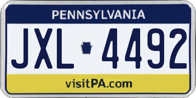 PA license plate JXL4492