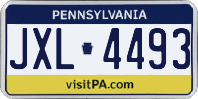PA license plate JXL4493