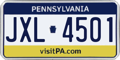 PA license plate JXL4501