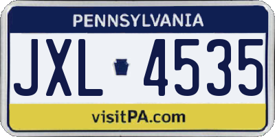 PA license plate JXL4535