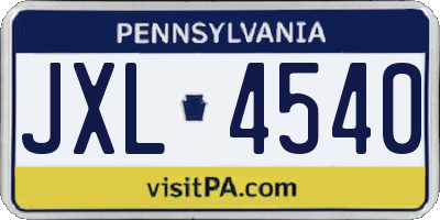 PA license plate JXL4540
