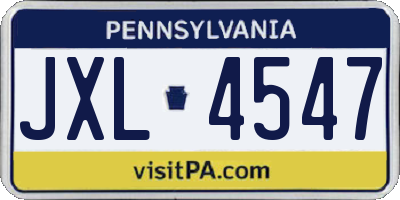 PA license plate JXL4547