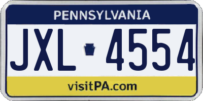 PA license plate JXL4554
