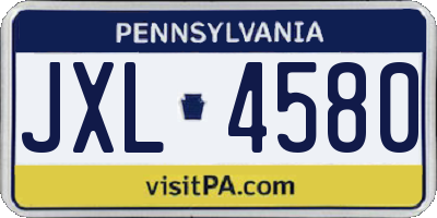 PA license plate JXL4580