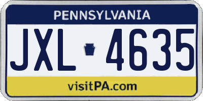 PA license plate JXL4635