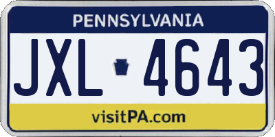 PA license plate JXL4643
