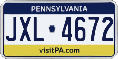 PA license plate JXL4672