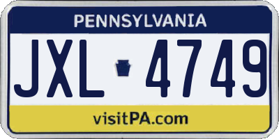 PA license plate JXL4749