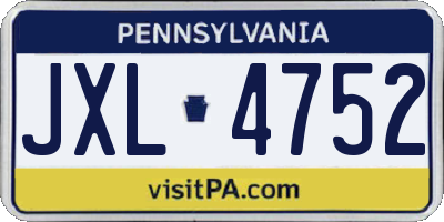 PA license plate JXL4752