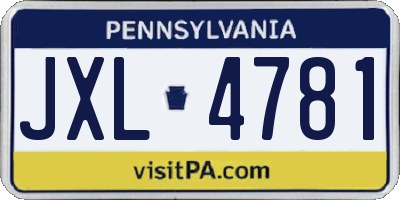 PA license plate JXL4781