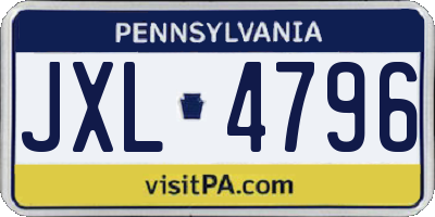 PA license plate JXL4796