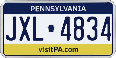 PA license plate JXL4834