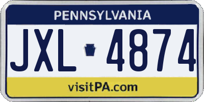 PA license plate JXL4874