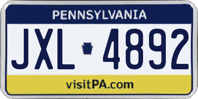 PA license plate JXL4892
