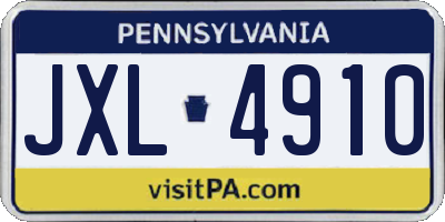 PA license plate JXL4910
