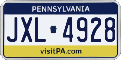 PA license plate JXL4928
