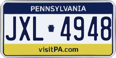 PA license plate JXL4948