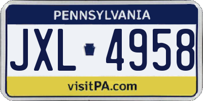 PA license plate JXL4958