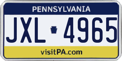 PA license plate JXL4965