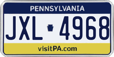 PA license plate JXL4968