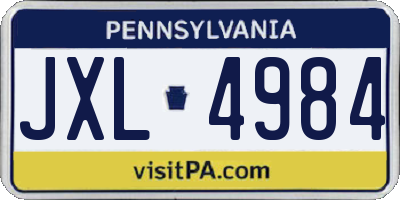 PA license plate JXL4984