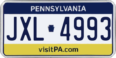 PA license plate JXL4993