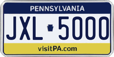 PA license plate JXL5000