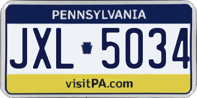 PA license plate JXL5034