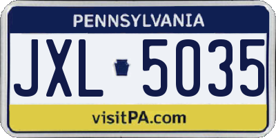 PA license plate JXL5035