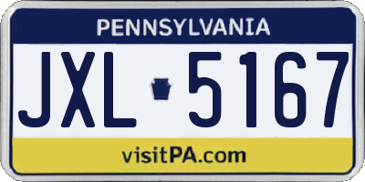 PA license plate JXL5167