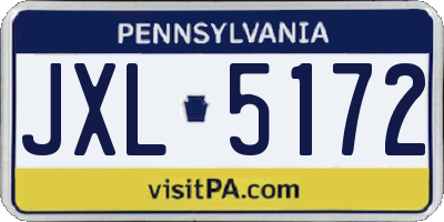 PA license plate JXL5172