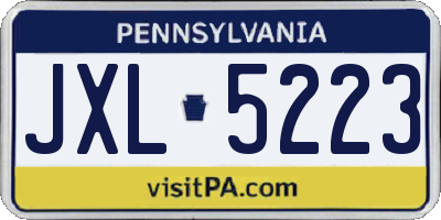 PA license plate JXL5223