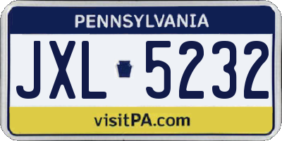 PA license plate JXL5232