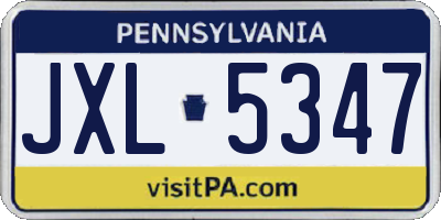 PA license plate JXL5347