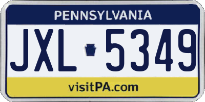 PA license plate JXL5349