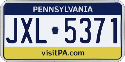 PA license plate JXL5371