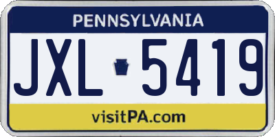 PA license plate JXL5419