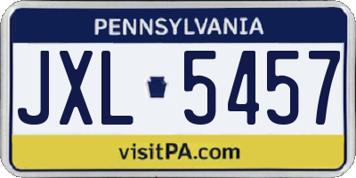PA license plate JXL5457