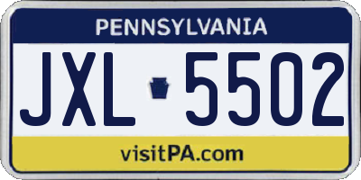 PA license plate JXL5502